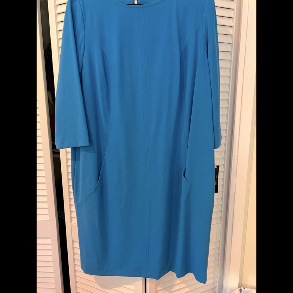 Tahari Size 16W royal Blue Shift Dress w/Side Pockets